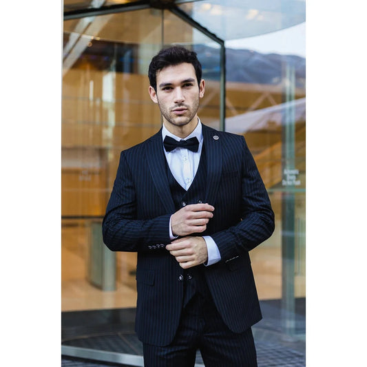 Men's 3 Piece Gatsby 1920s Gangster Pinstripe Suit