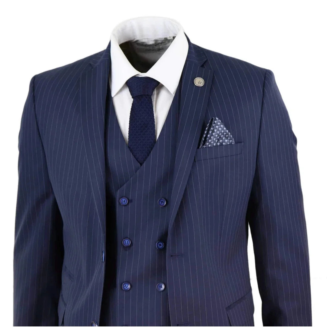 Men's 3 Piece Gatsby 1920s Gangster Pinstripe Suit