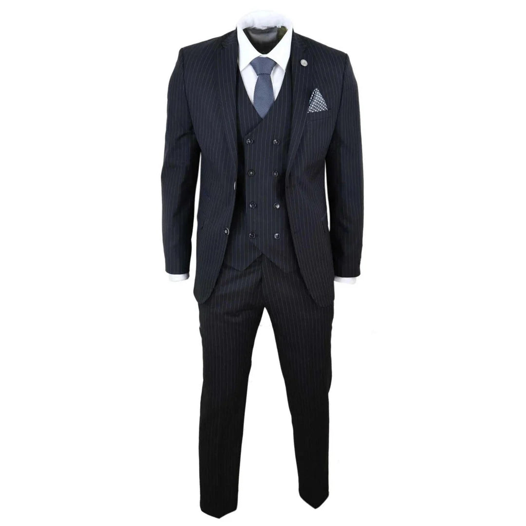 STZ42 Men's 3 Piece Gatsby 1920s Gangster Pinstripe Suit