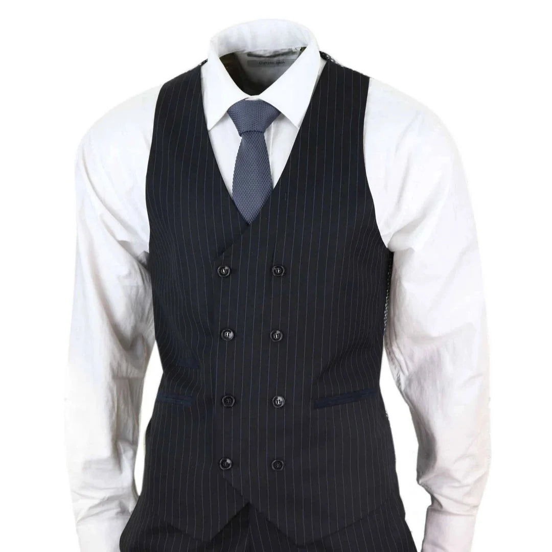 STZ42 Men's 3 Piece Gatsby 1920s Gangster Pinstripe Suit