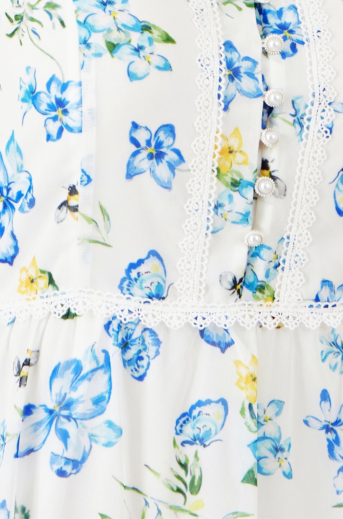 The Butterfly Print – White Tiered Maxi Dress - Bascora