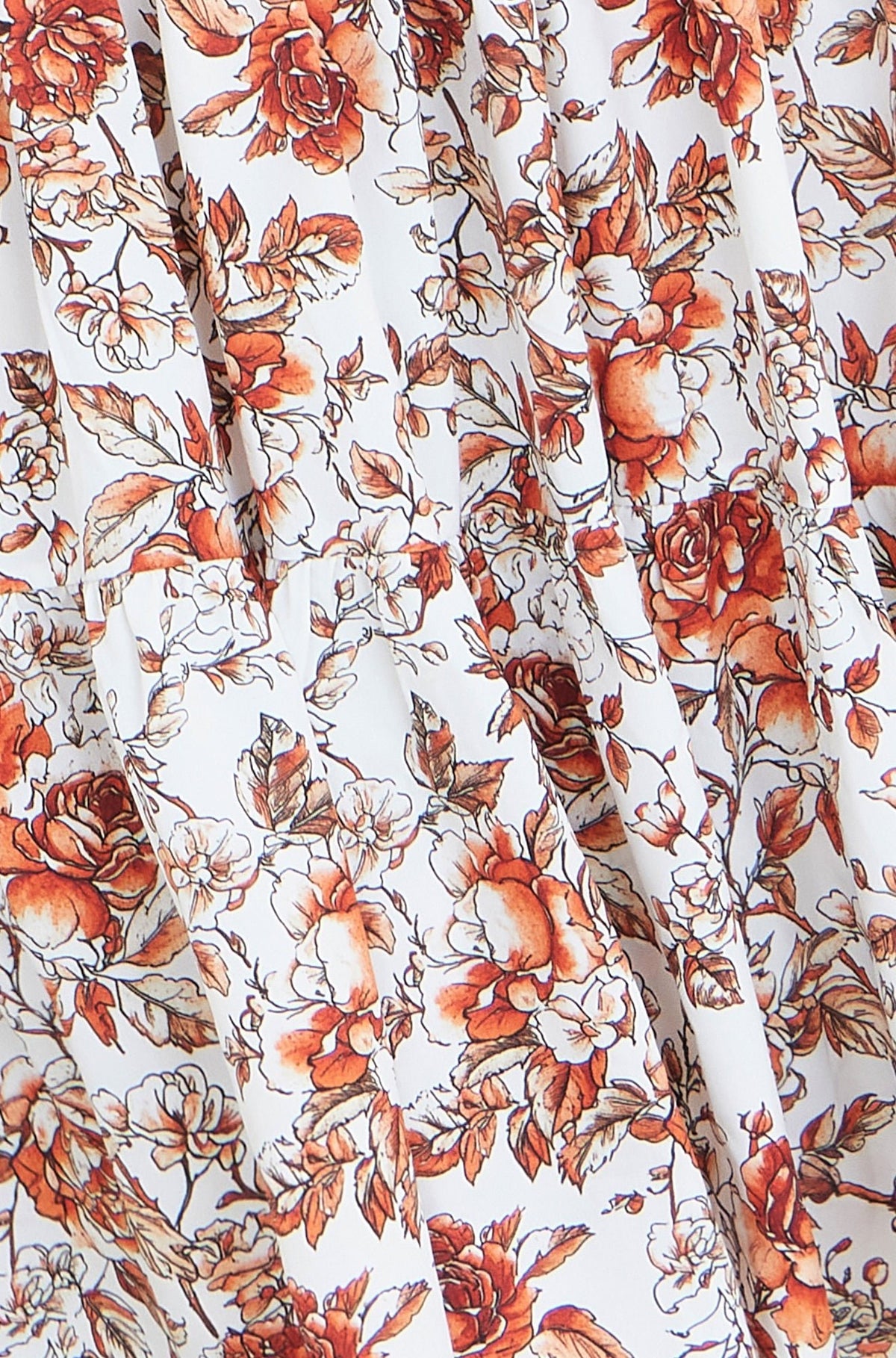 The Off-Shoulder – Orange Floral Midi Dress - Bascora