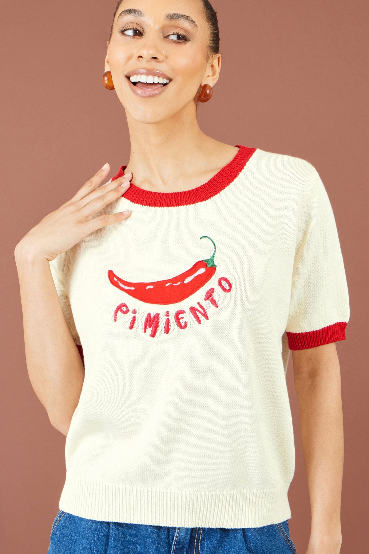 The Pimiento – Ivory Chilli Cotton Knit Top - Bascora