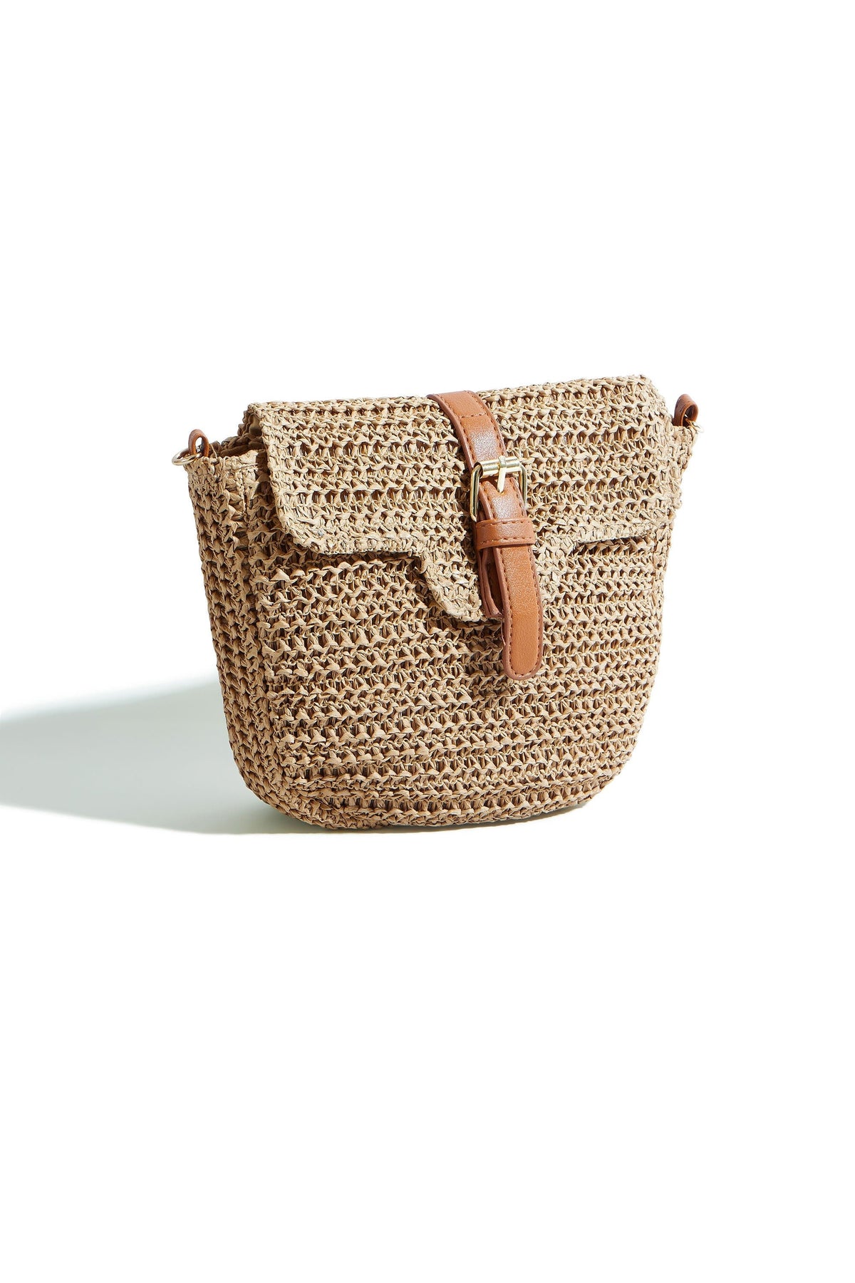 The Raffia Crossbody – Woven with Faux Leather Trim - Bascora