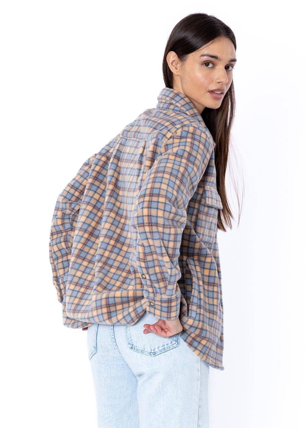 back Girl wearing a checked shirt