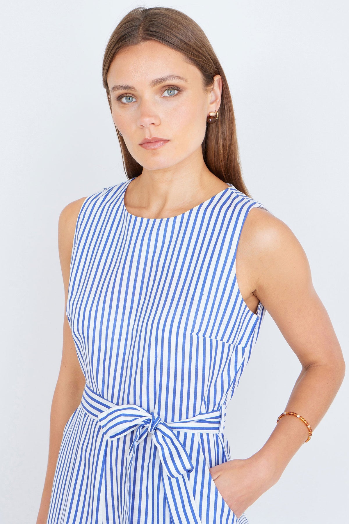 The Stripe Culotte – Blue Cotton Jumpsuit - Bascora