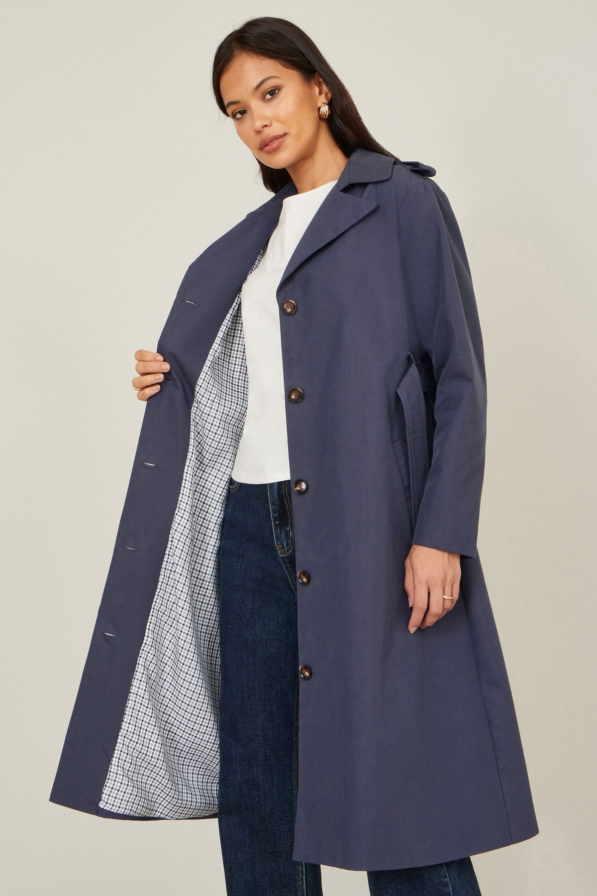 The Trench – Navy Belted Coat - Bascora