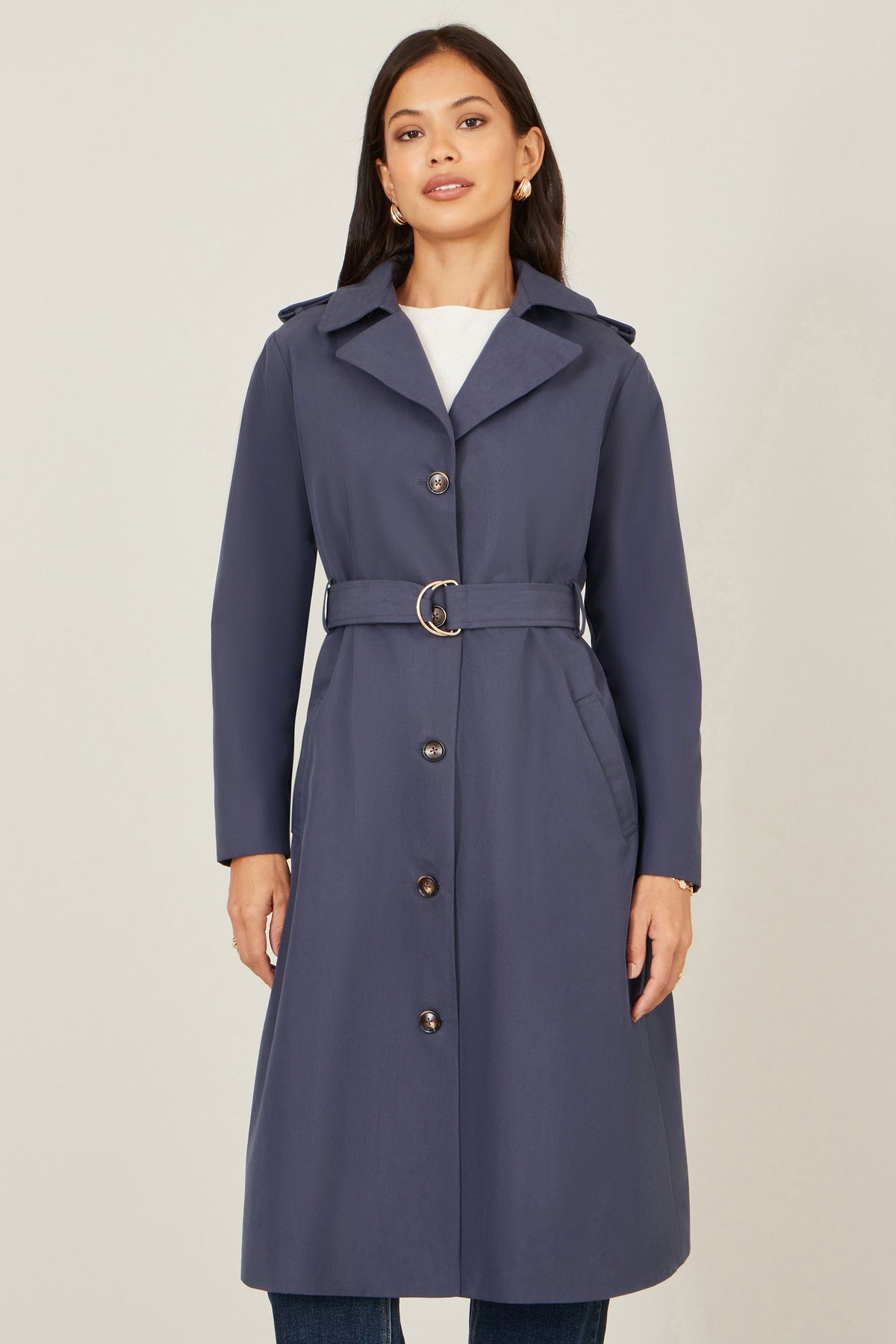 The Trench – Navy Belted Coat - Bascora