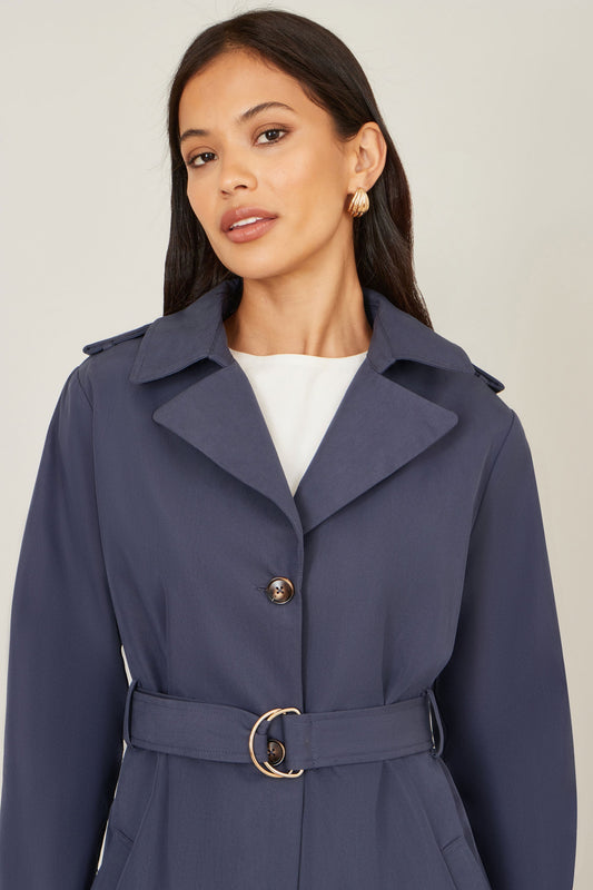 The Trench – Navy Belted Coat - Bascora