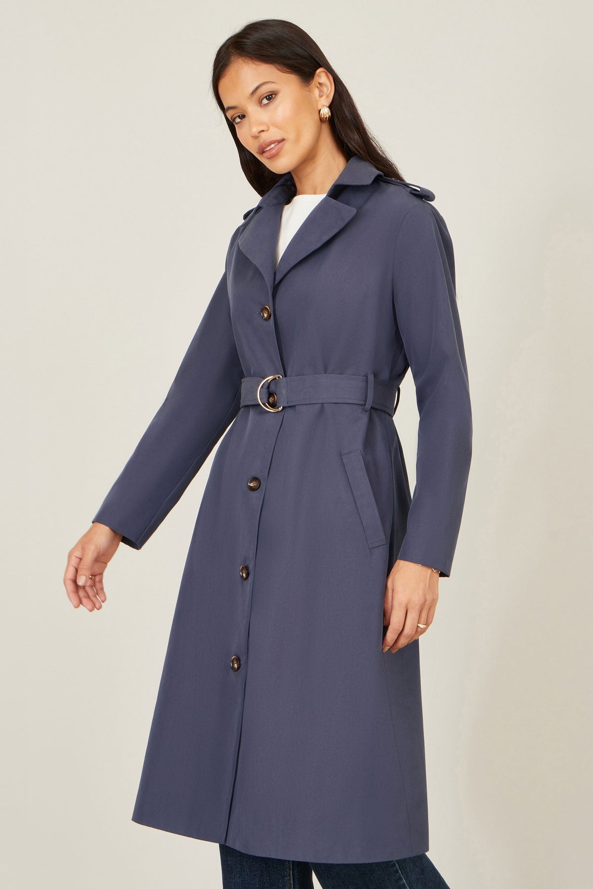 The Trench – Navy Belted Coat - Bascora
