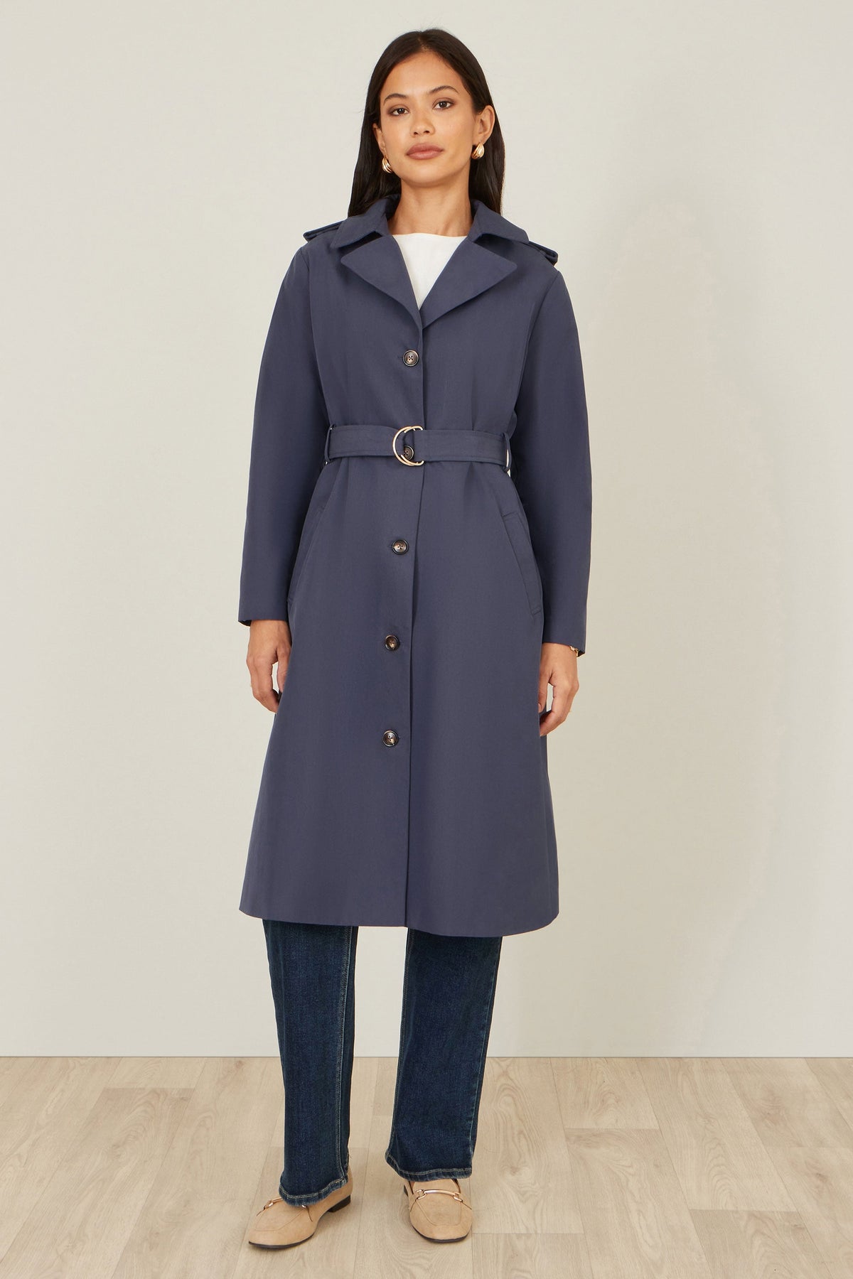 The Trench – Navy Belted Coat - Bascora