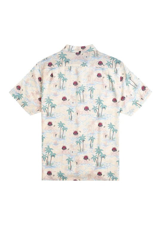 back of White Patterned shirt short sleeve