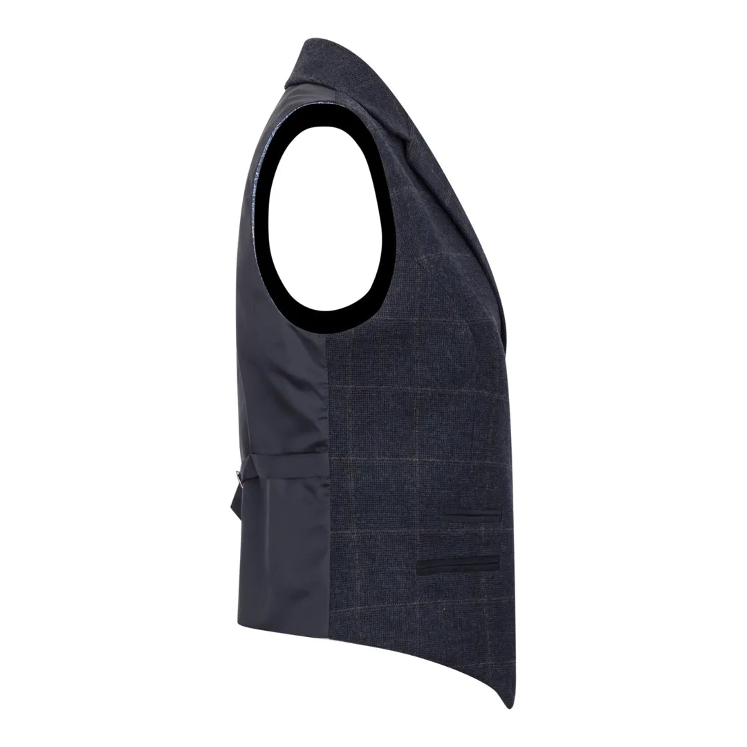 Women's Navy Blue Tweed Check Blazer & Waistcoat Set by TruClothing