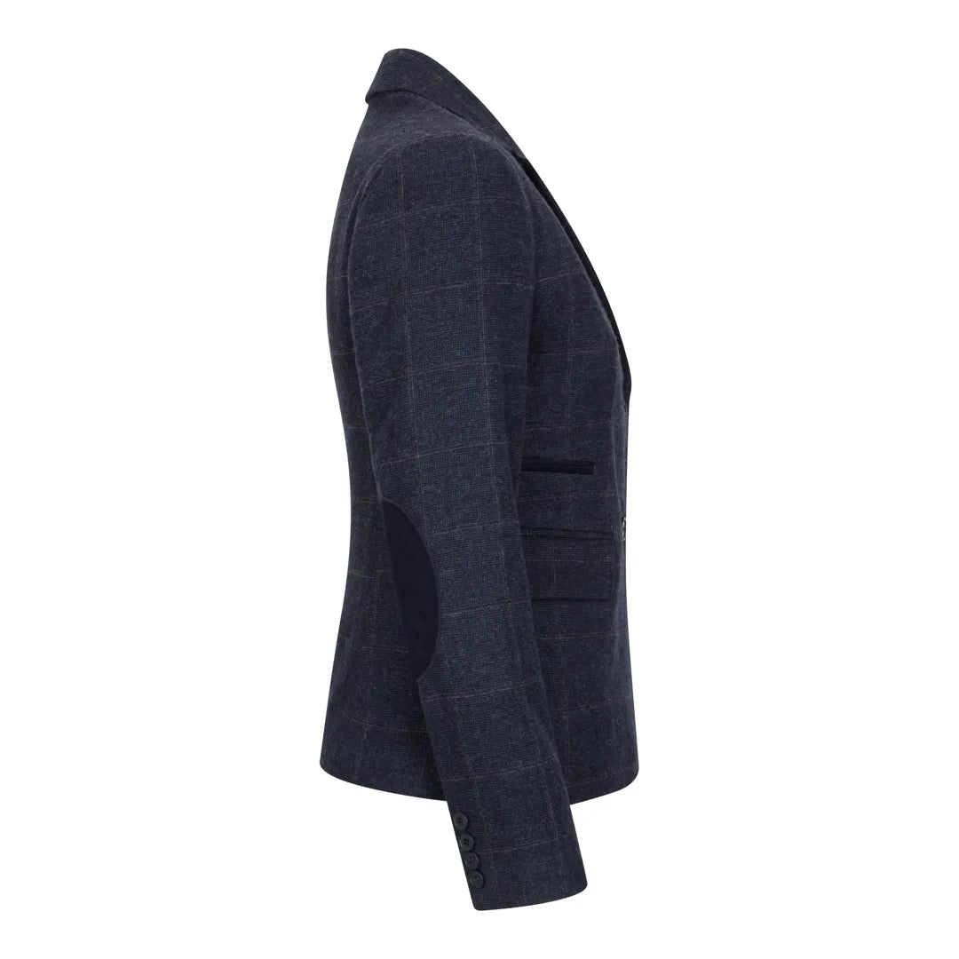 Women's Navy Blue Tweed Check Blazer & Waistcoat Set by TruClothing