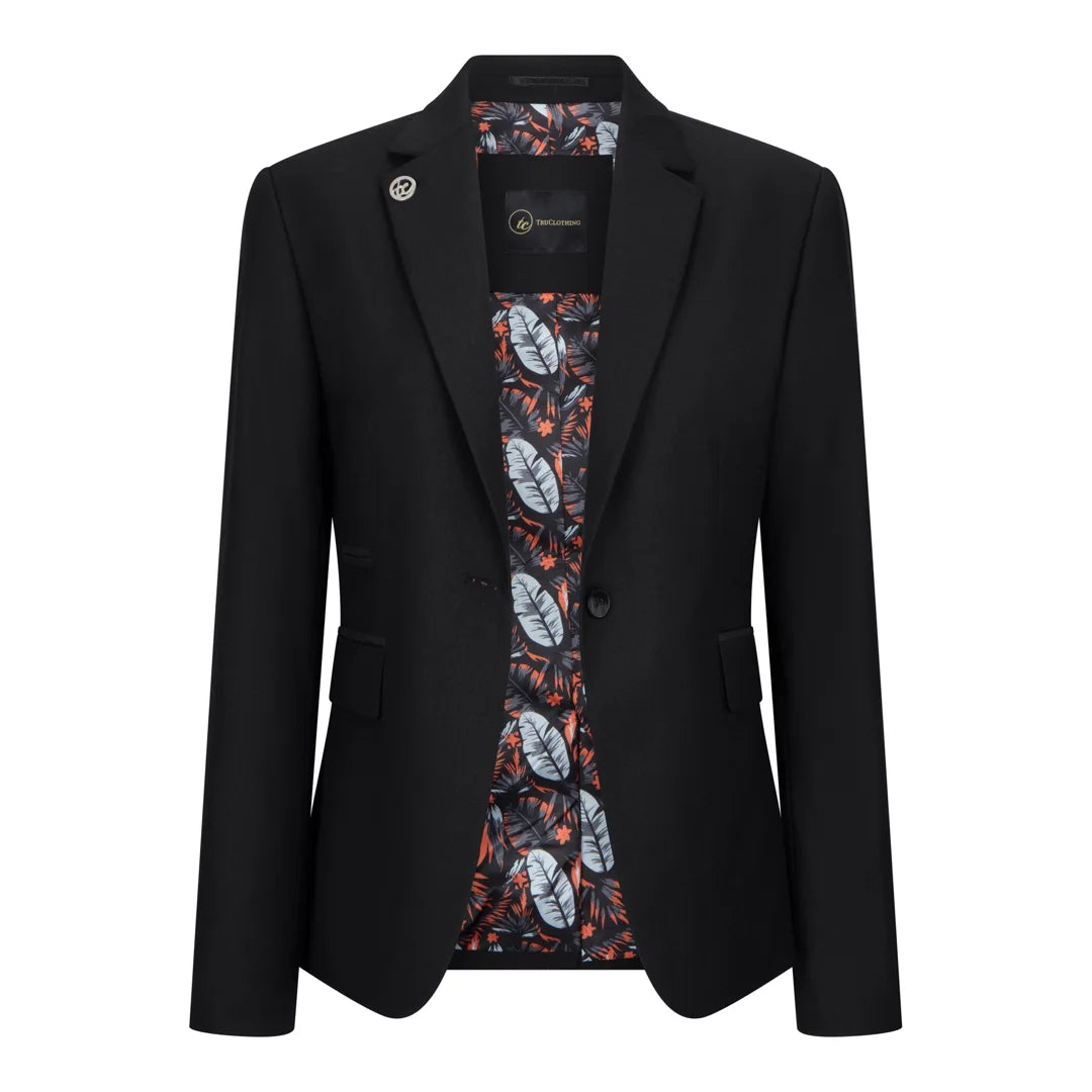 Women's 3 Piece Plain Black Suit