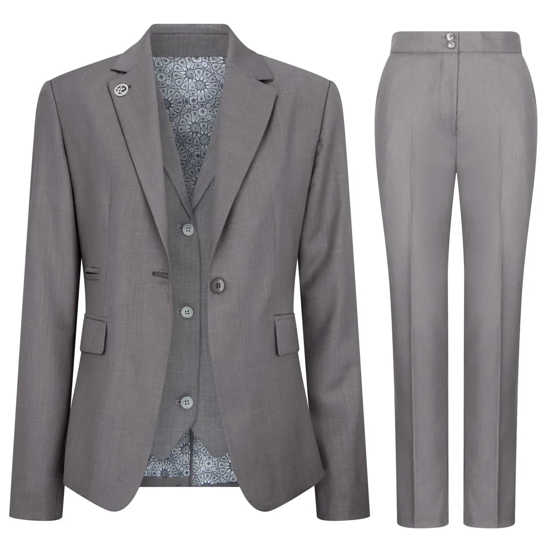 Women's 3 Piece Plain Grey Suit