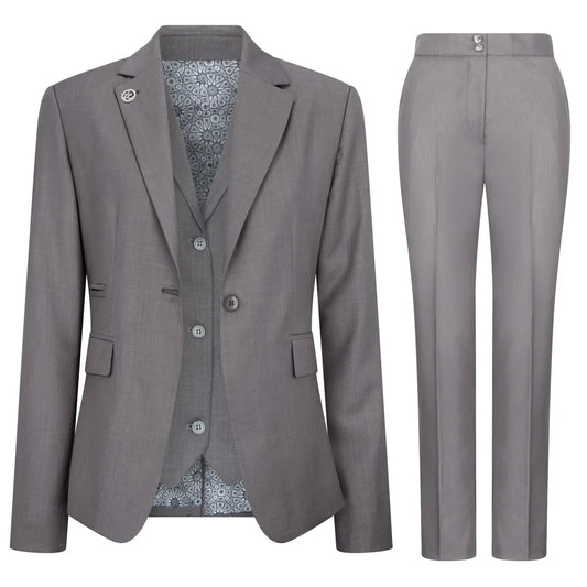 Women's 3 Piece Plain Grey Suit