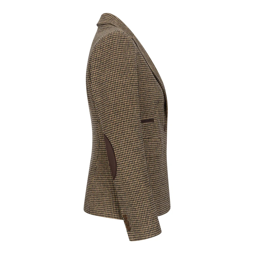 Women's Wool Blend Brown Dogtooth Tweed Blazer by TruClothing