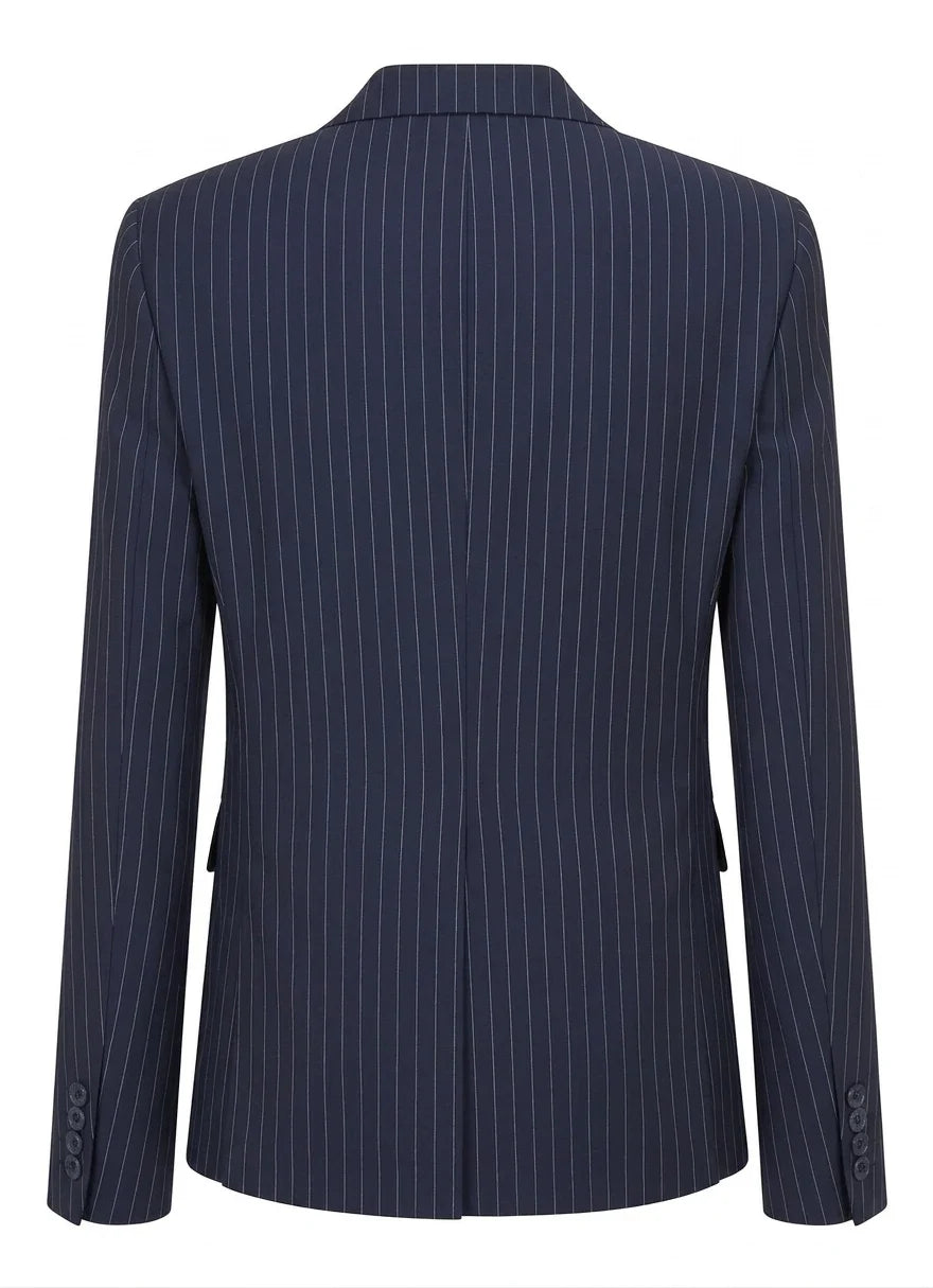 Women's 3 Piece Navy Blue Pinstripe Tailored Suit by TruClothing