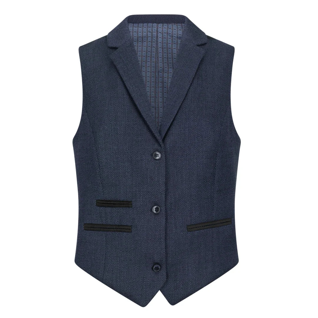 Women's Navy 3 Piece Herringbone Tweed Suit