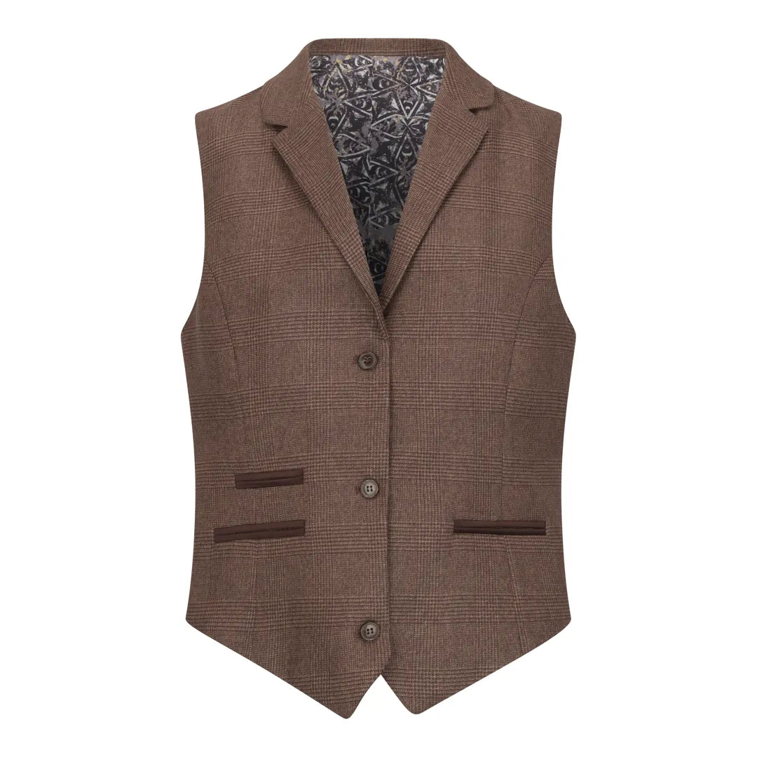 Women's Brown 3 Piece Prince of Wales Check Suit