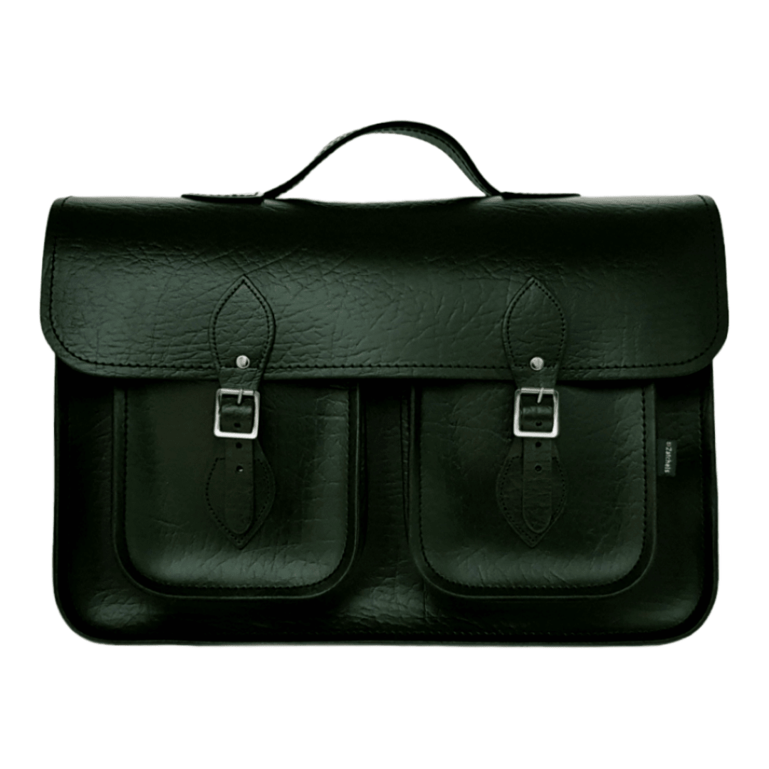 Twin Pocket Executive Leather Satchel – British Racing Green
