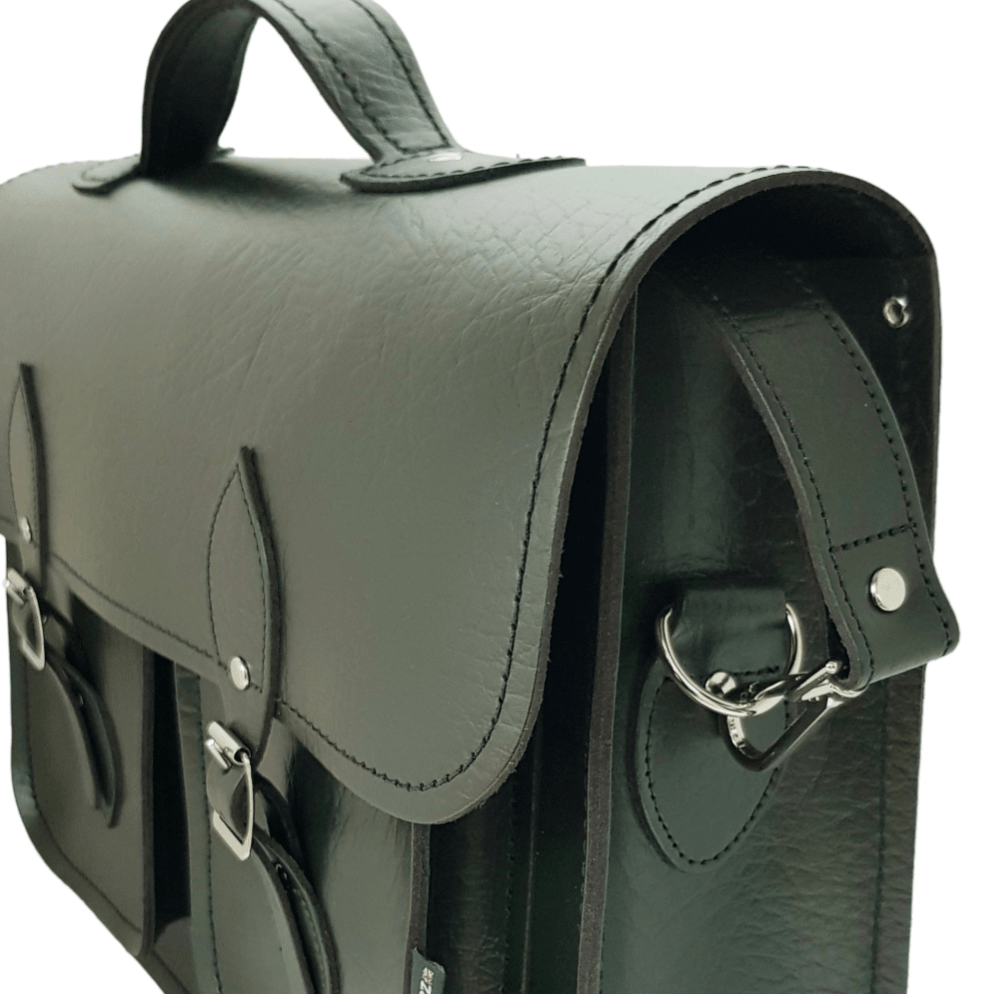 Twin Pocket Executive Leather Satchel – British Racing Green