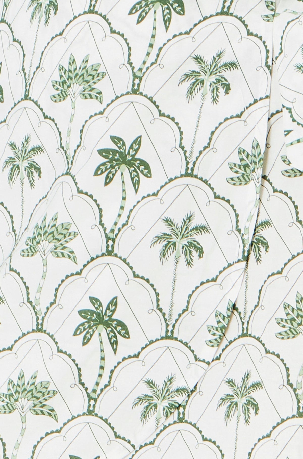 White Palm Print Cotton Wrap Skirt - Bascora