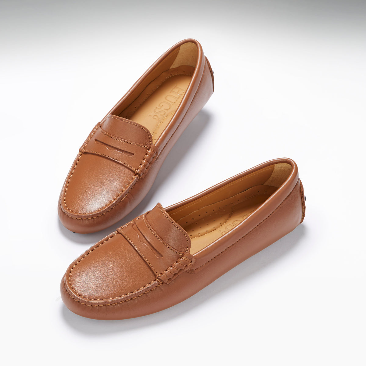 Hugs & Co. Women's Tan Leather Penny Driving Loafers