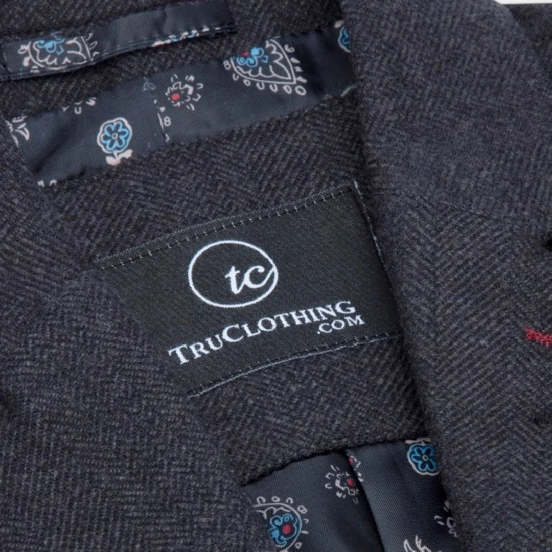TruClothing Women's Black Tweed Herringbone Blazer and Waistcoat Set