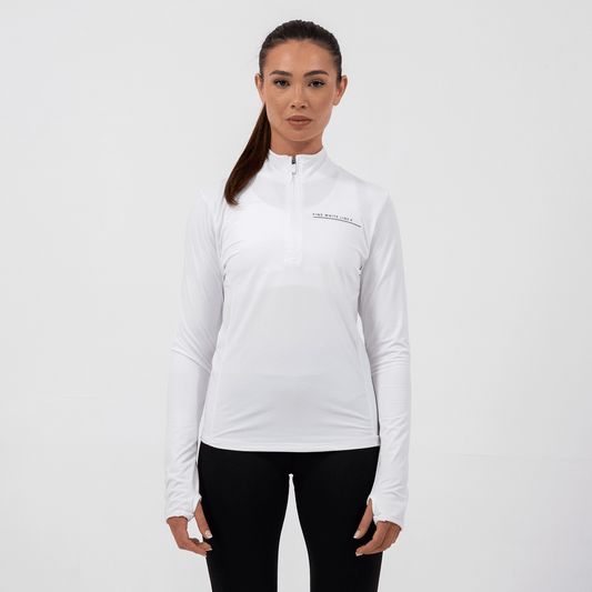 Women's Orbit White 1/4 Zip Jacket - Bascora