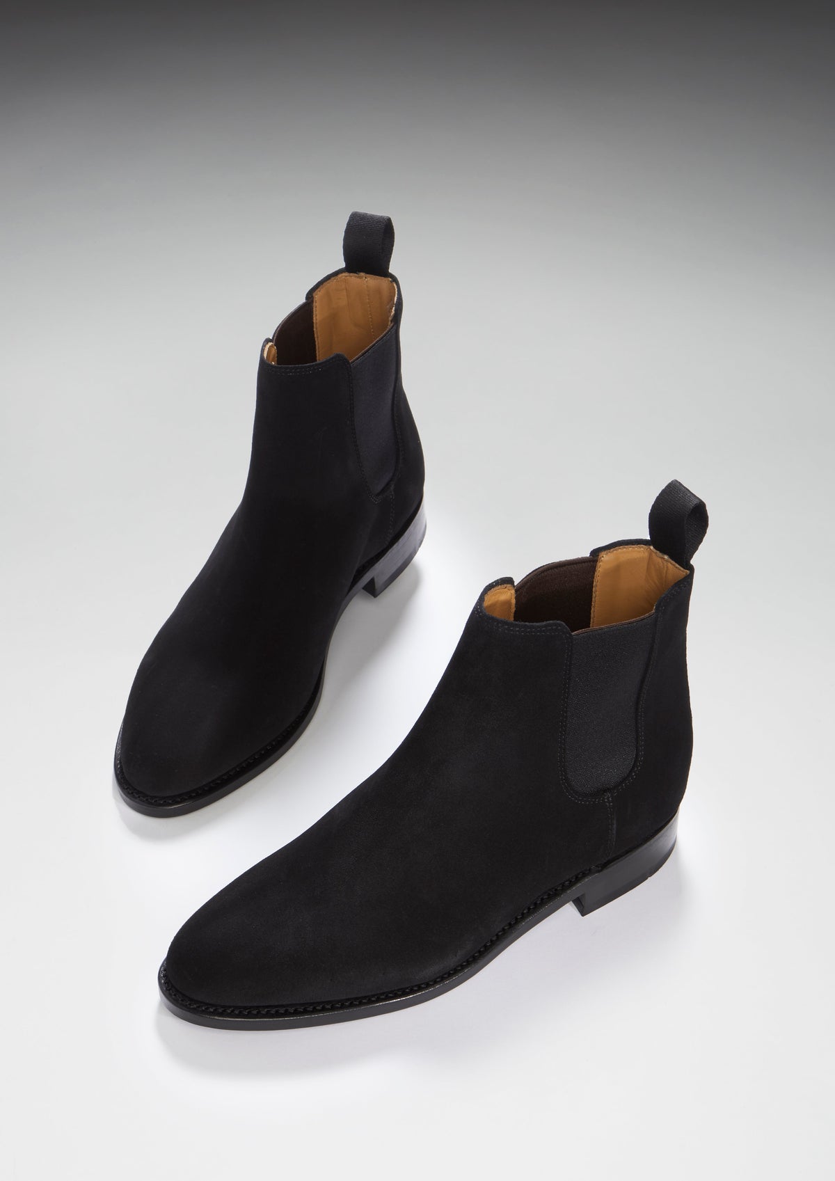 Hugs & Co. Women's Black Suede Chelsea Boots with Goodyear Welted Leather Sole
