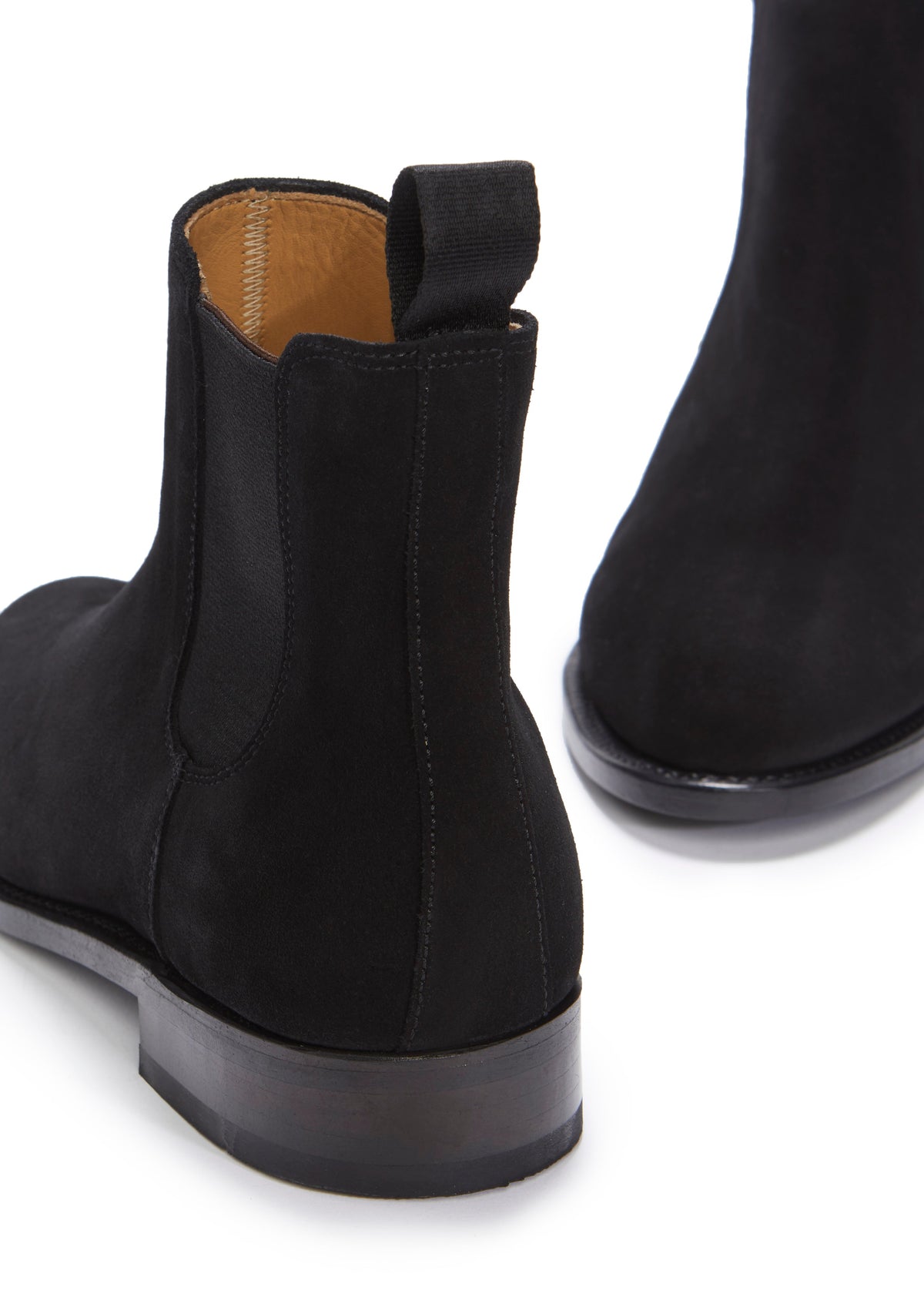 Hugs & Co. Women's Black Suede Chelsea Boots with Goodyear Welted Leather Sole