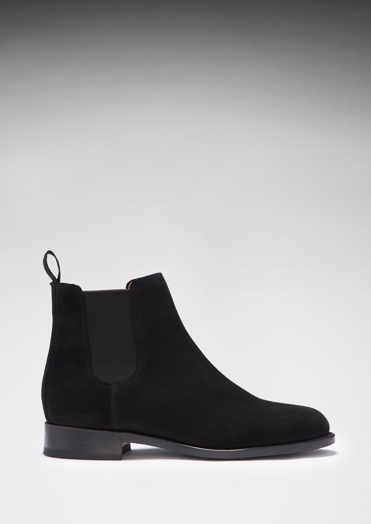 Hugs & Co. Women's Black Suede Chelsea Boots with Goodyear Welted Leather Sole