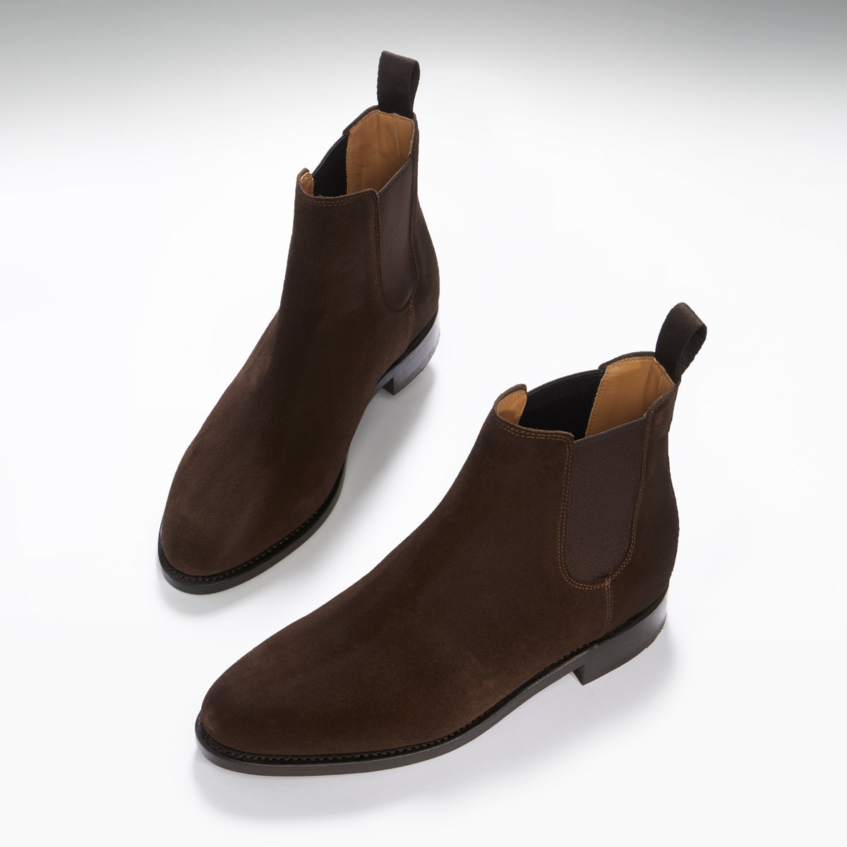 Hugs & Co. Women's Brown Suede Chelsea Boots with Goodyear Welted Leather Sole