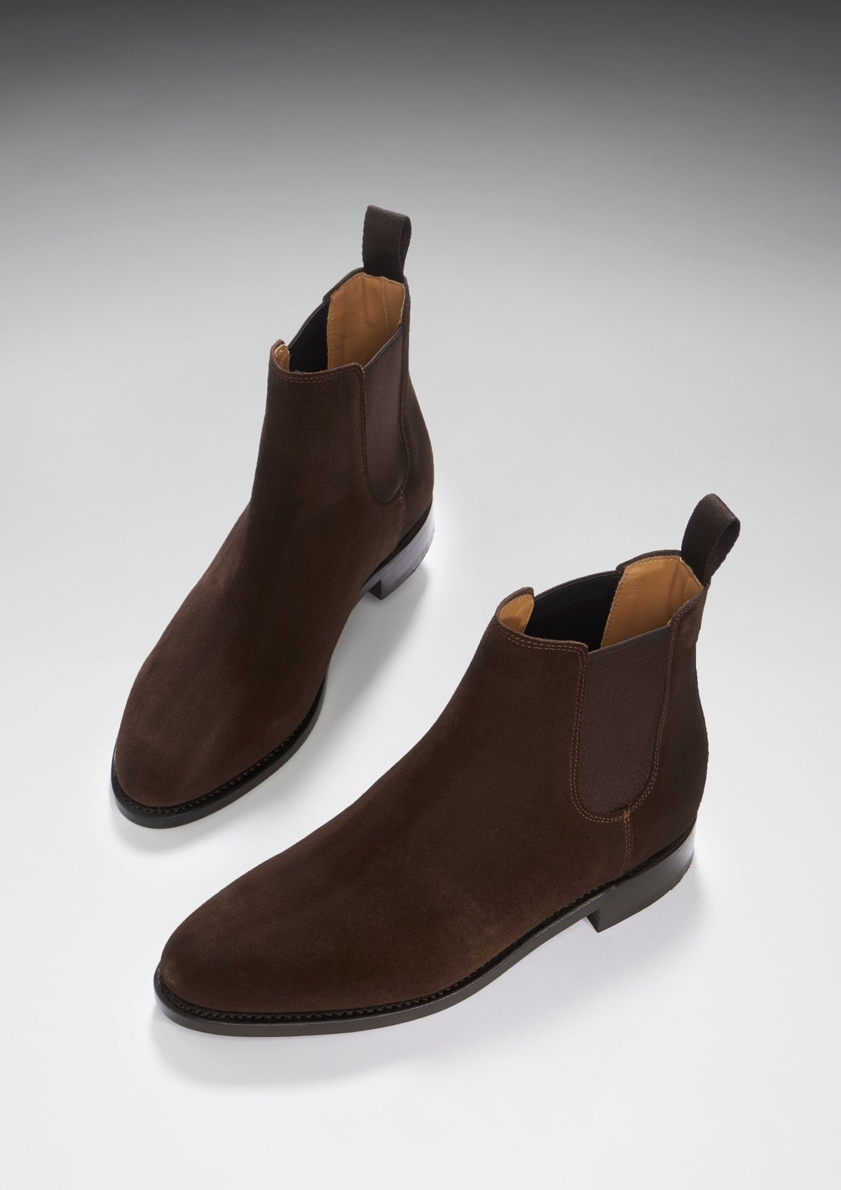 Hugs & Co. Women's Brown Suede Chelsea Boots with Goodyear Welted Leather Sole