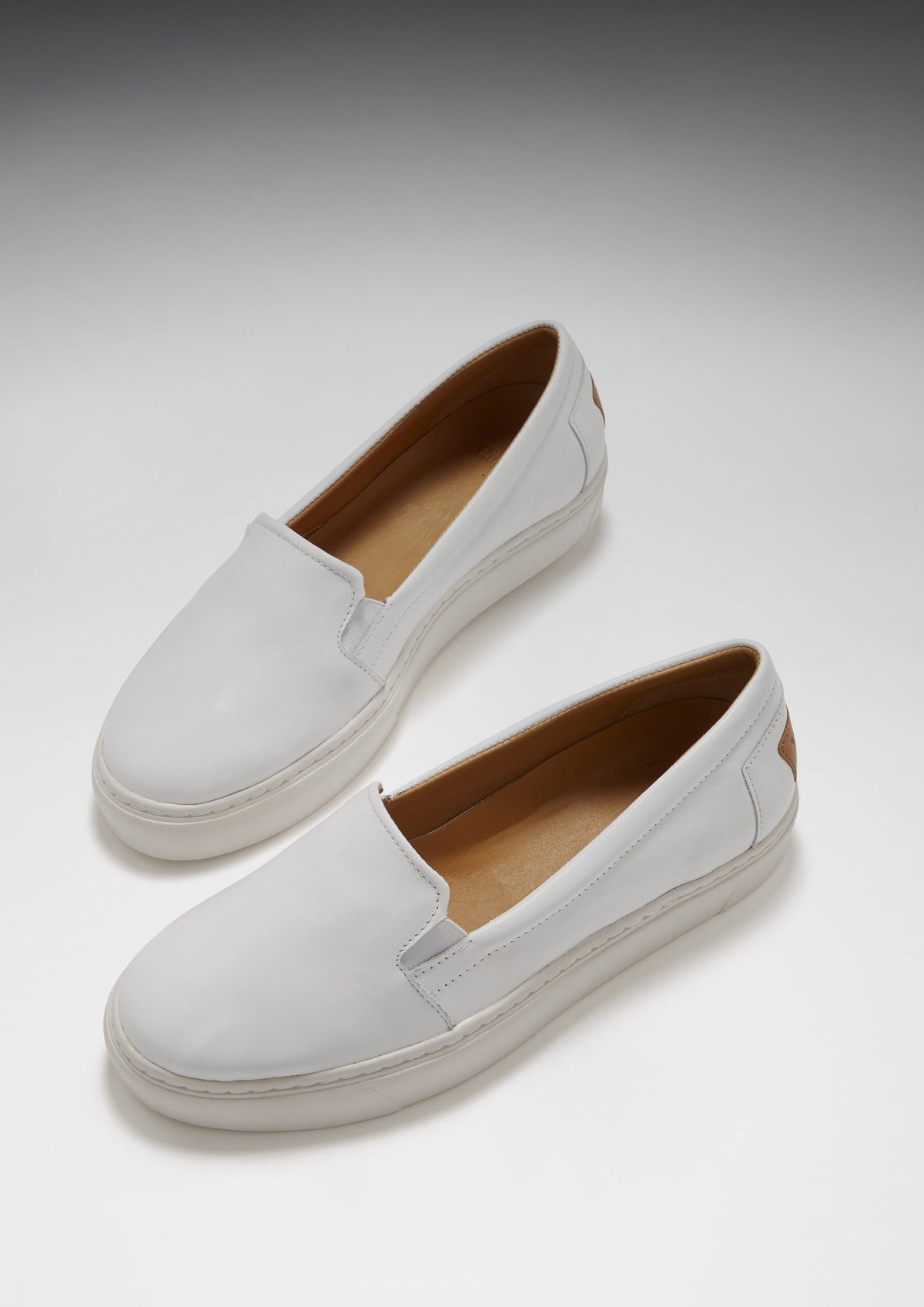 Hugs & Co. Women's White Leather Slip-On Sneakers