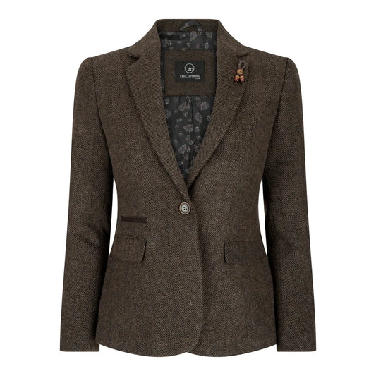 Women's Brown Tweed Blazer, Waistcoat & Trouser Classic Suit