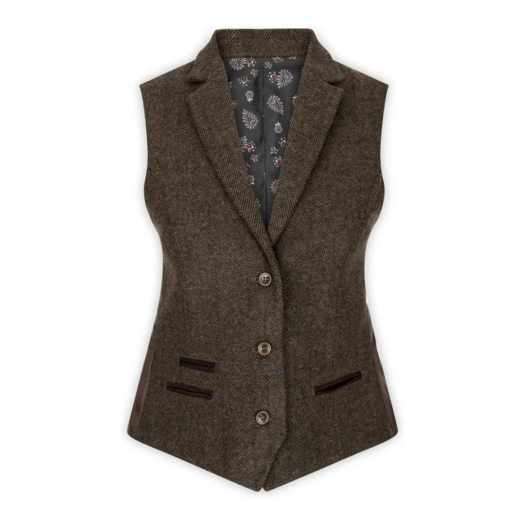 Women's Brown Tweed Blazer, Waistcoat & Trouser Classic Suit