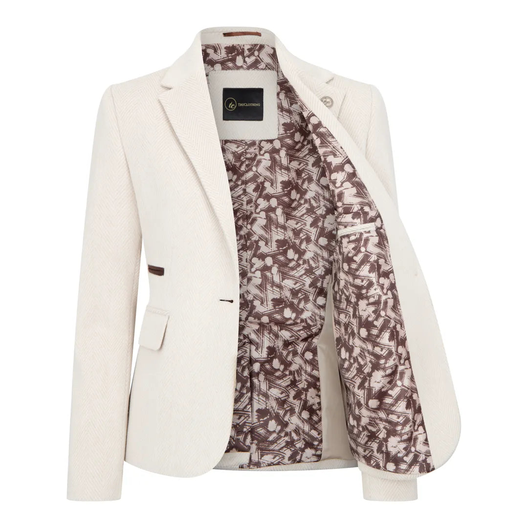 TruClothing Women's Cream Wool Blend Tweed Blazer and Waistcoat Set