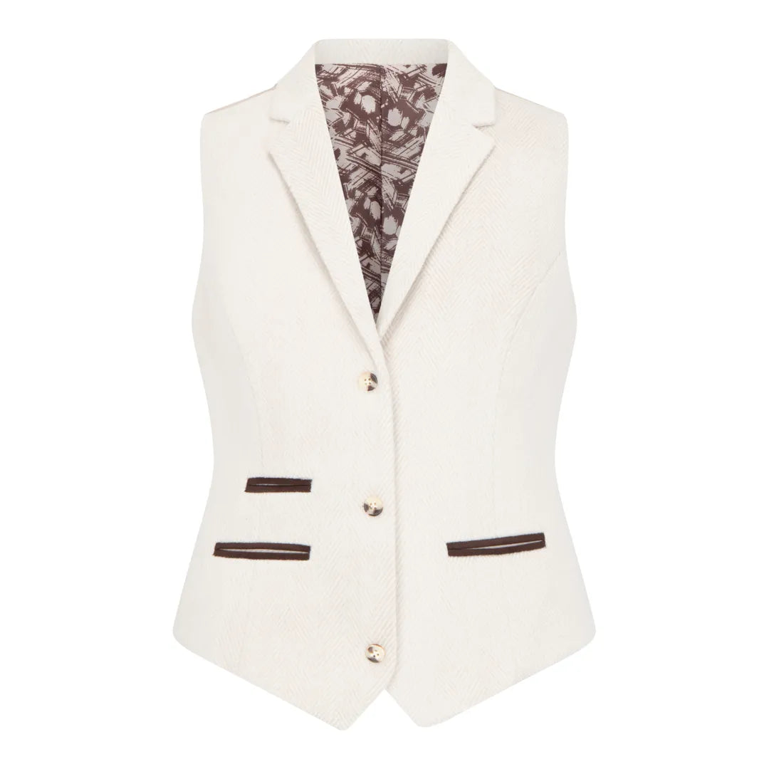 TruClothing Women's Cream Wool Blend Tweed Blazer and Waistcoat Set