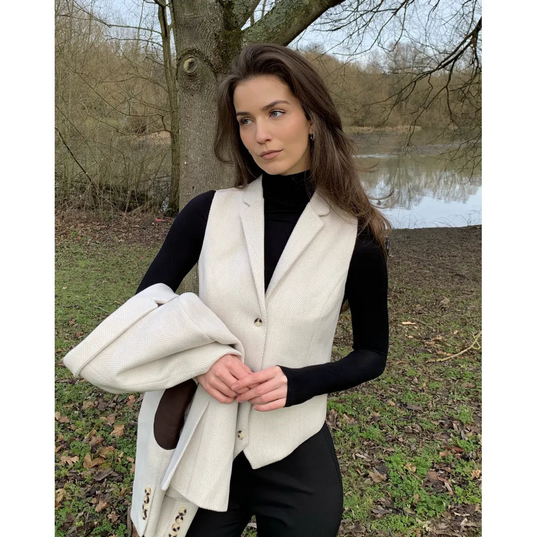 TruClothing Women's Cream Wool Blend Tweed Blazer and Waistcoat Set