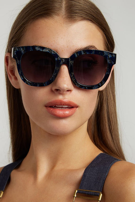 Zabi Glitter Tortoise Shell Sunglasses – Blue - Bascora