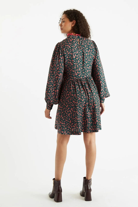 Zura Mushroom Magic Print Long Sleeve Mini Dress - Bascora